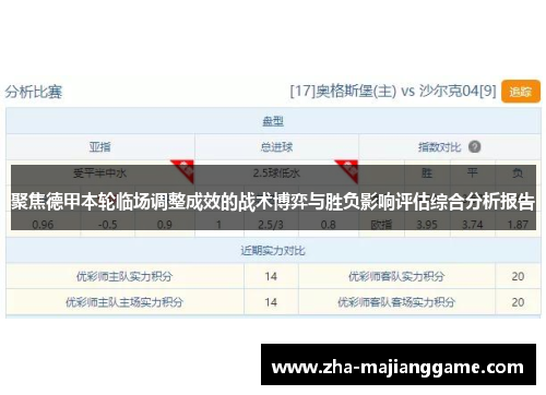 聚焦德甲本轮临场调整成效的战术博弈与胜负影响评估综合分析报告